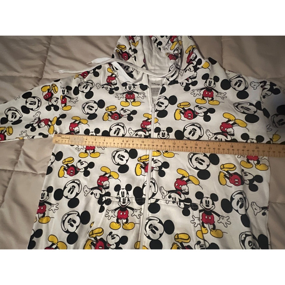 Disney Women's All-Over Print Mickey Mouse Zipper Sweatshirt Hoodie White Size L - Picture 3 of 3